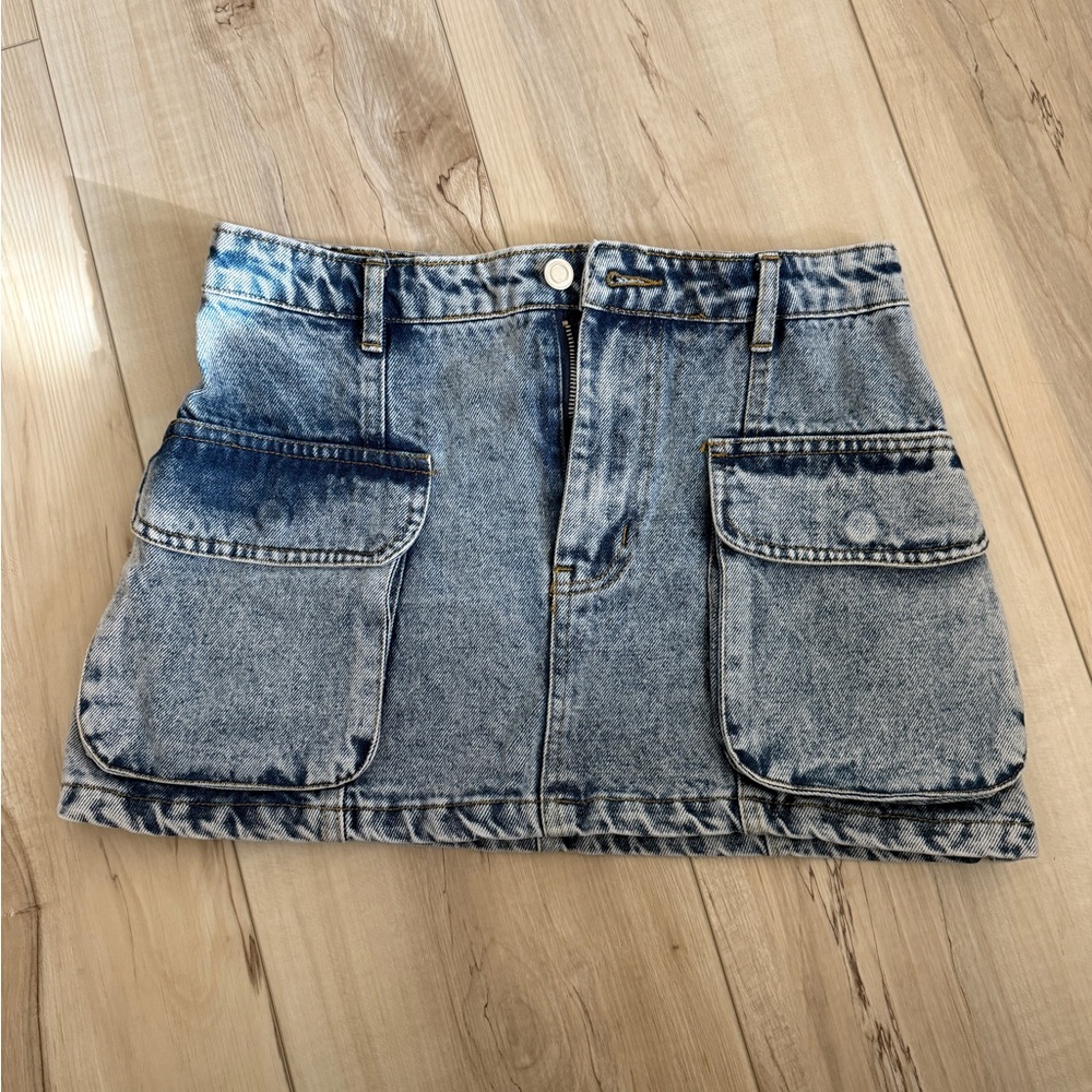 Denim Mini Cargo Skirt